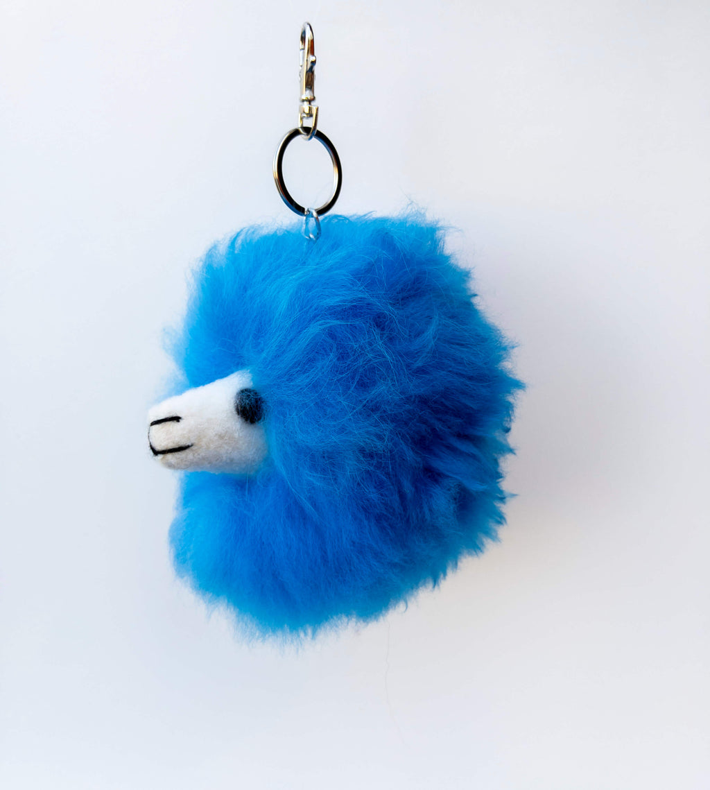 Alpaca Fur Keychain Sky Blue